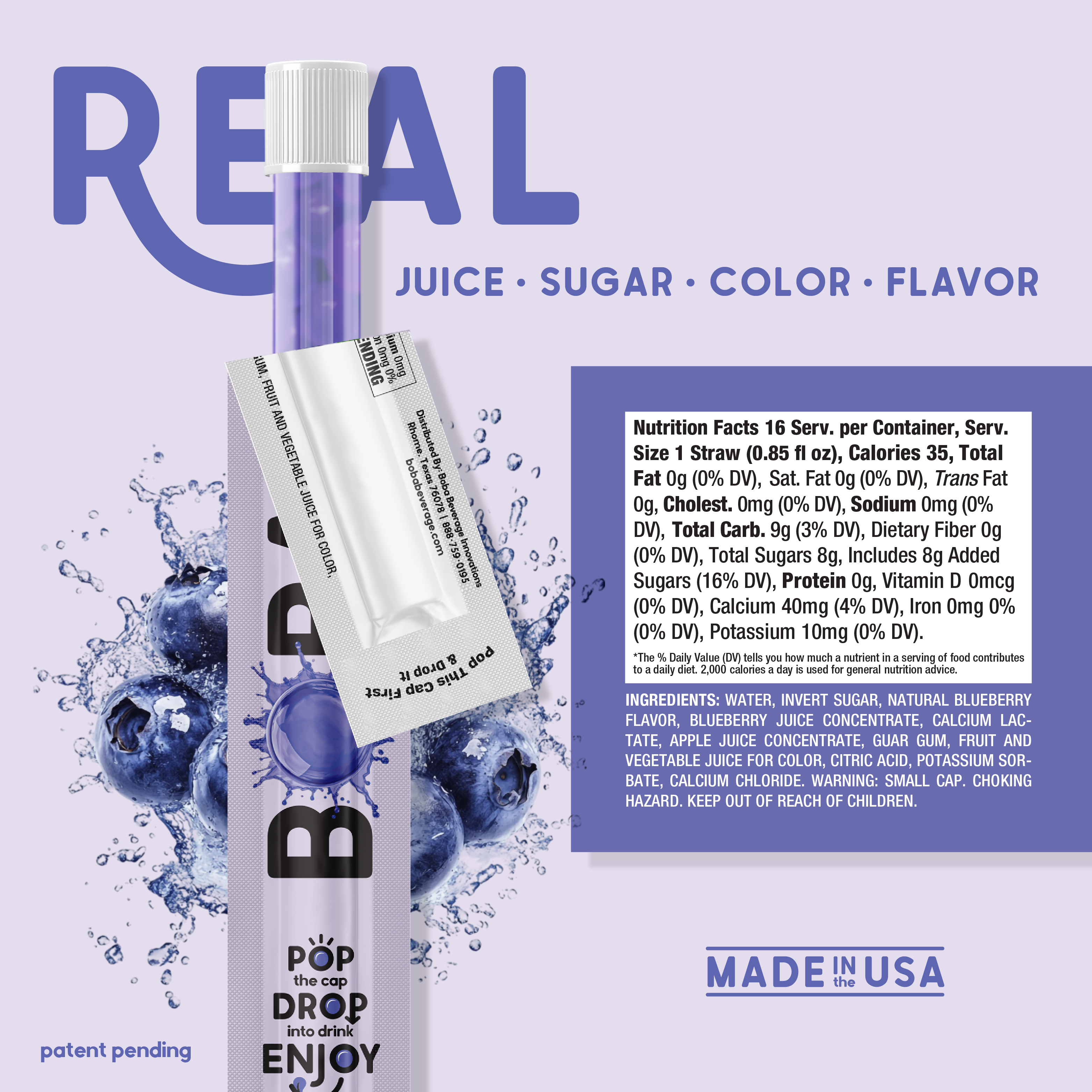 glutathione vape Child-Resistant Blister Packaging Blueberry Boba Straw Boba